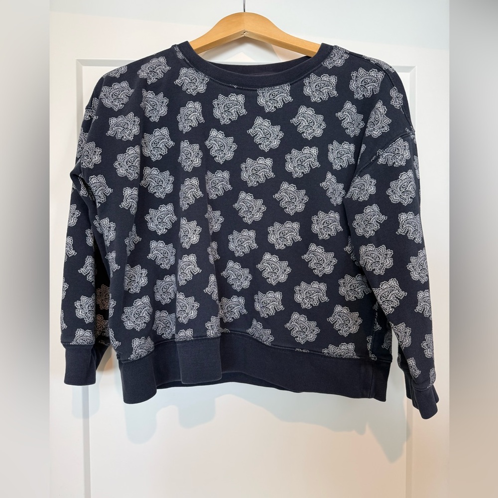 J. Crew Navy Paisley Sweatshirt